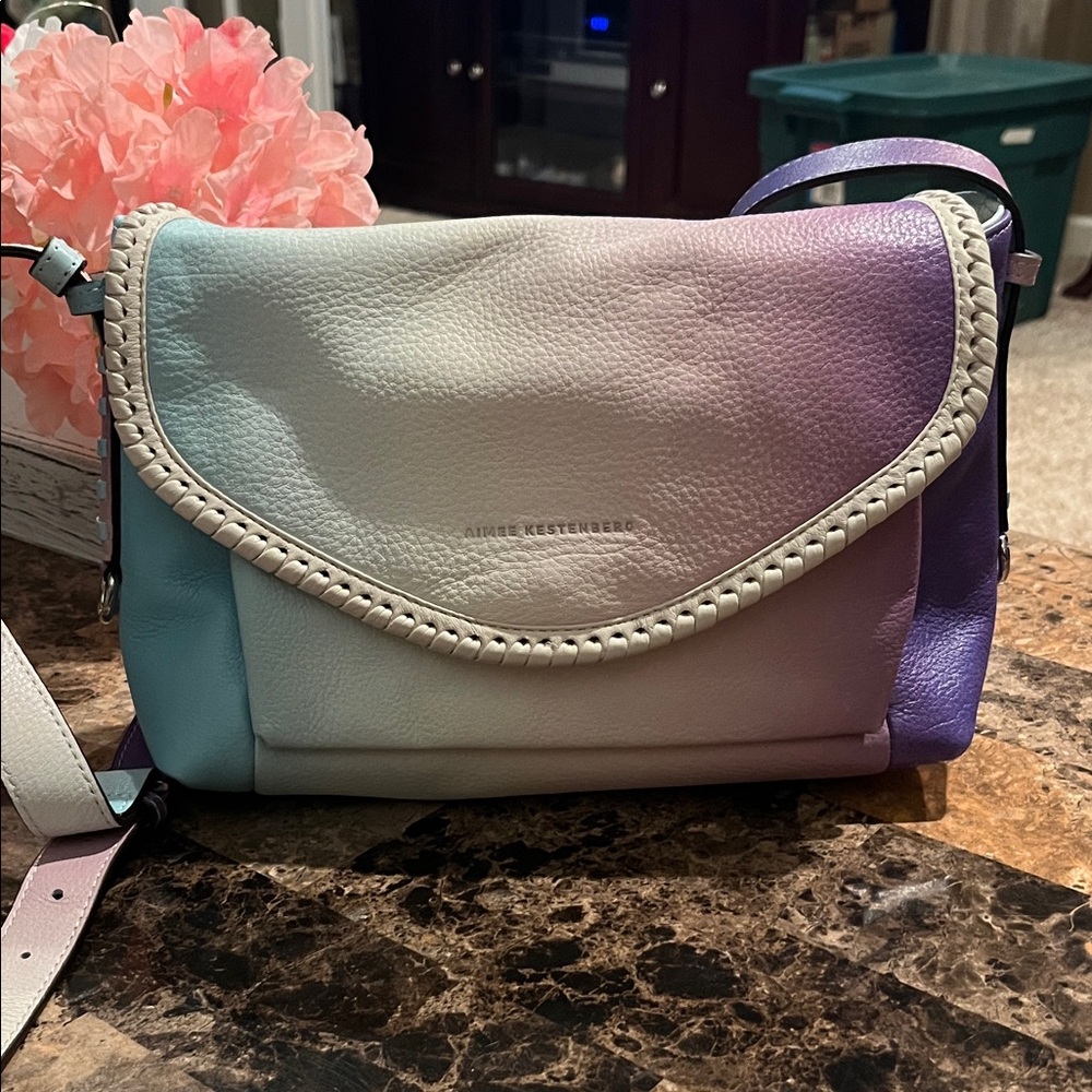 Aimee Kestenberg Pastel Ombre Leather Crossbody in Blue, Purple & White